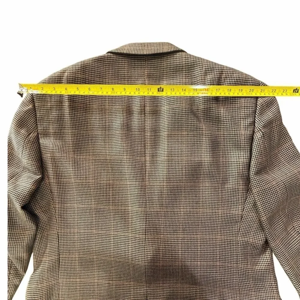 Jos. A. Bank Signature Blazer 48L Silk Camel Hair Sport Coat Brown Houndstooth